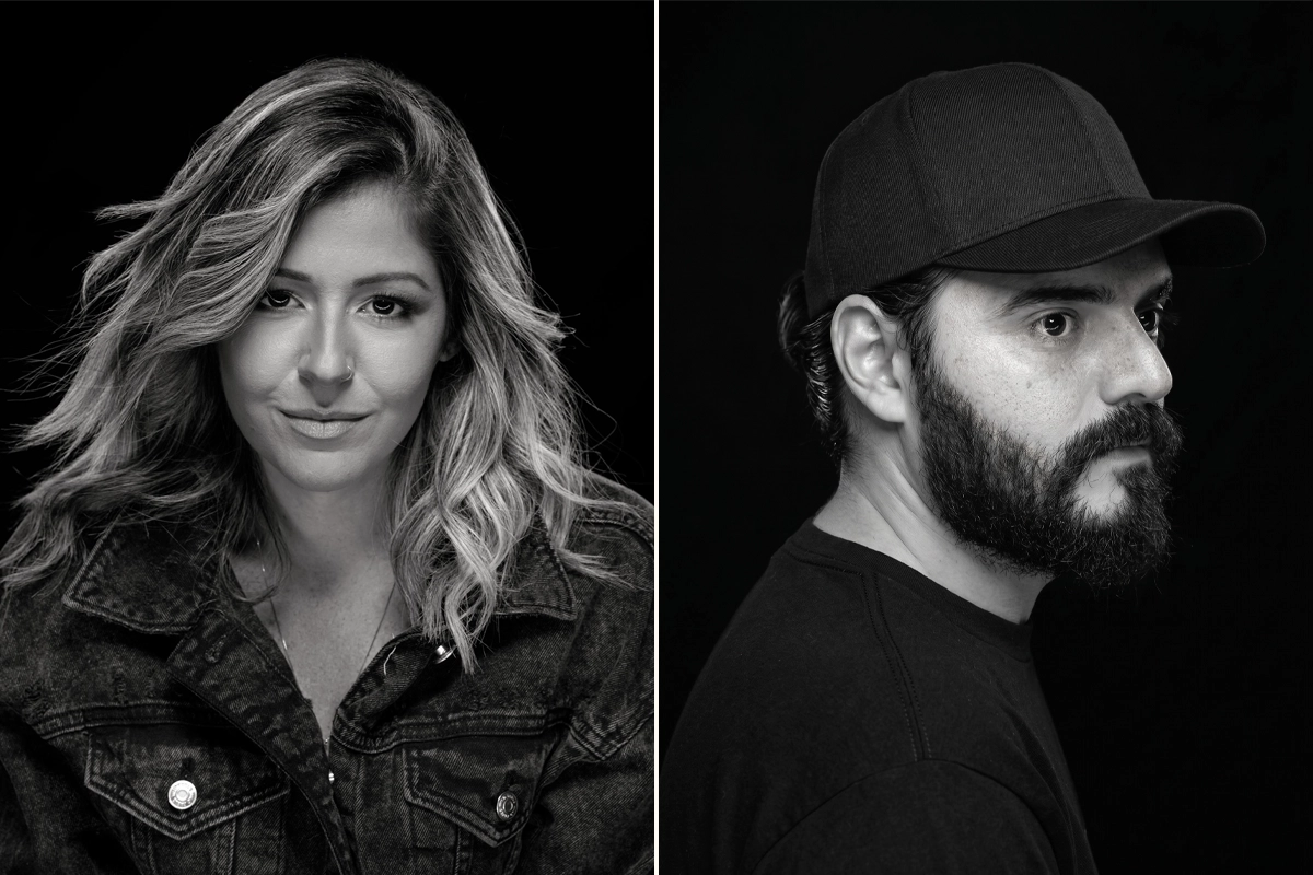 Black and white portraits of Olko founders Erika and Ricardo